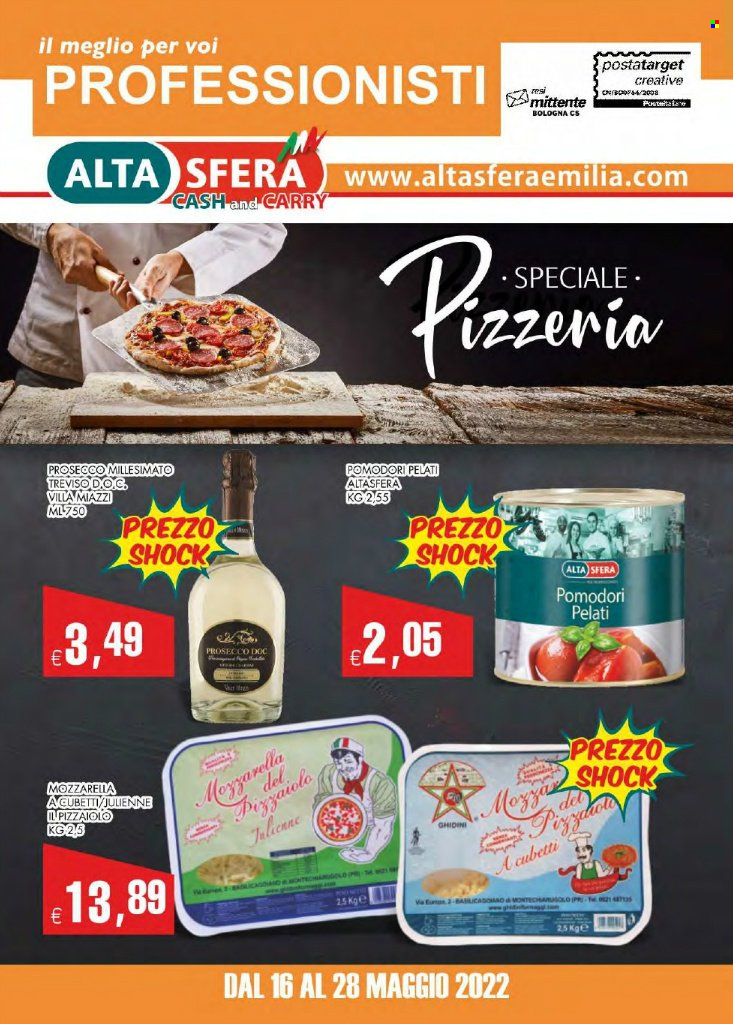 thumbnail - Volantino AltaSfera Cash & Carry - 16/5/2022 - 28/5/2022 - Prodotti in offerta - formaggio, mozzarella, pomodori pelati, Prosecco. Pagina 1.