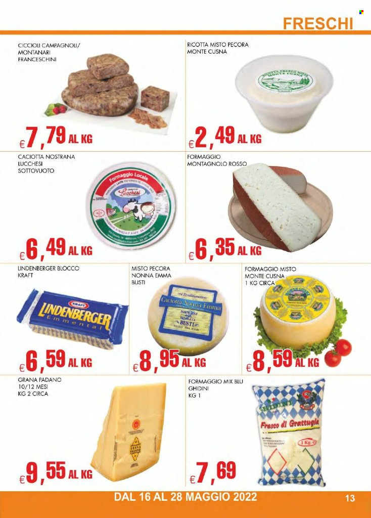 thumbnail - Volantino AltaSfera Cash & Carry - 16/5/2022 - 28/5/2022 - Prodotti in offerta - formaggio, caciotta, ricotta, Grana Padano, Kraft. Pagina 13.