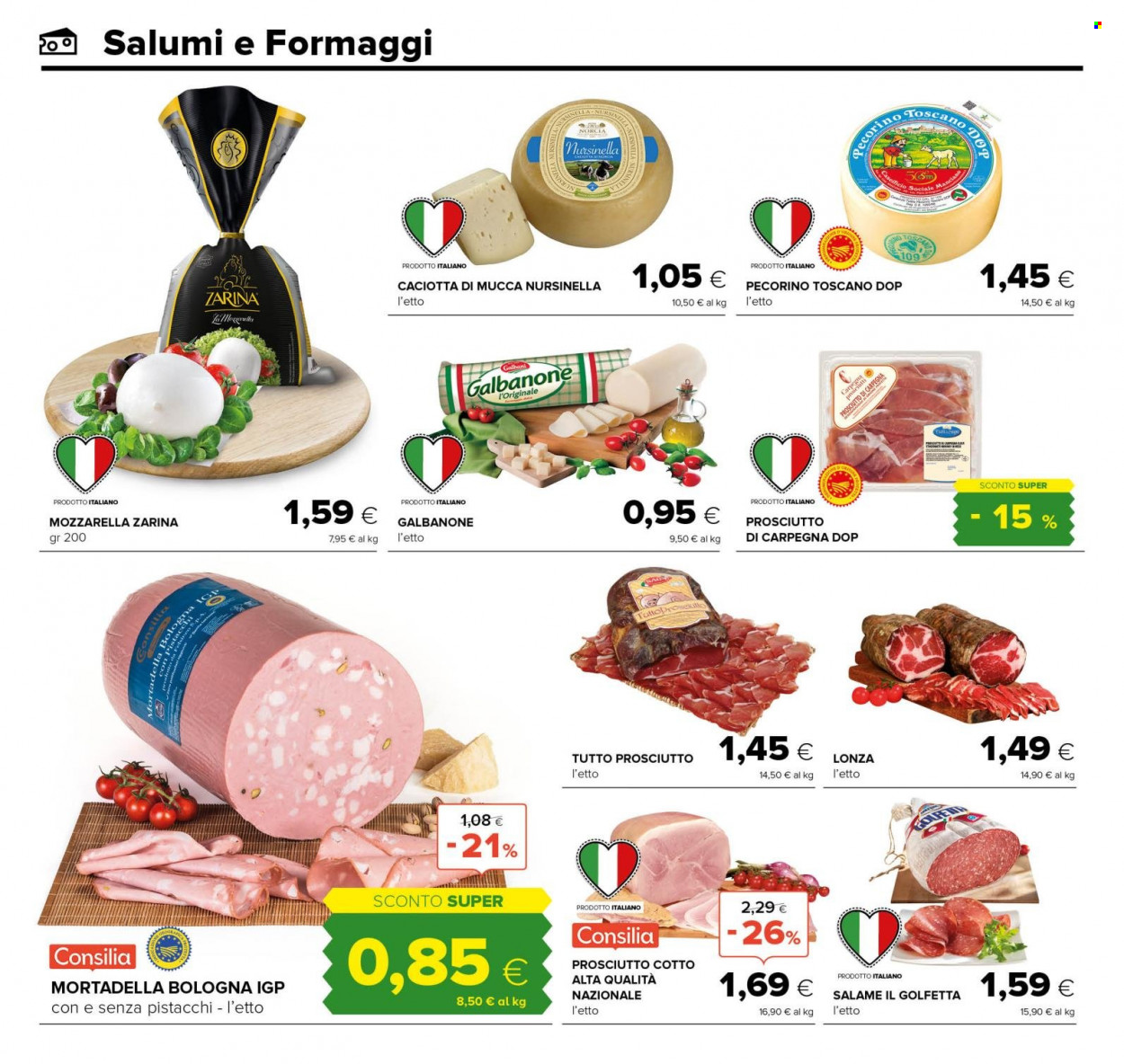thumbnail - Volantino Oasi - 18/5/2022 - 31/5/2022 - Prodotti in offerta - prosciutto, salame, prosciutto cotto, mortadella, formaggio, mozzarella, caciotta, pecorino, Galbanone, Pecorino Toscano. Pagina 10.