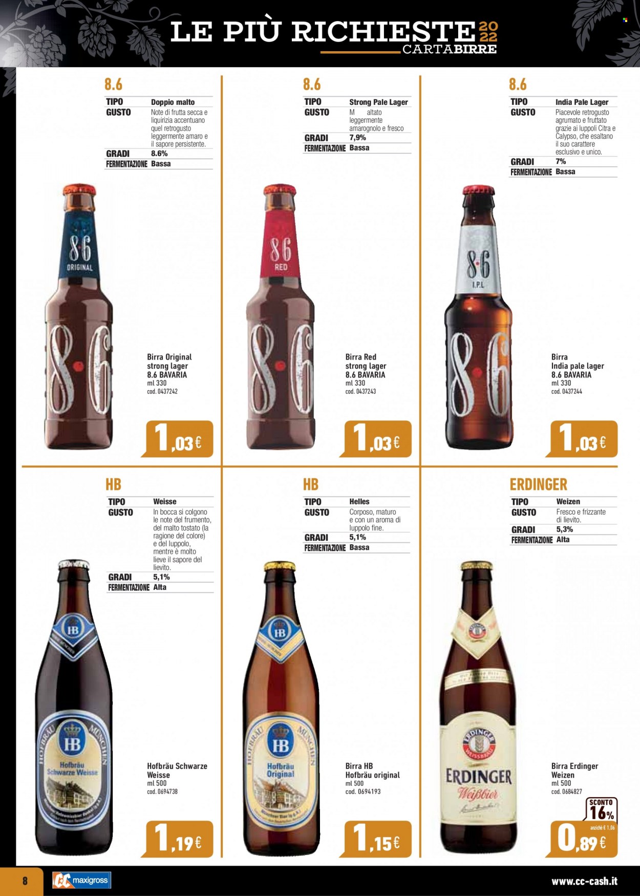 thumbnail - Volantino C+C Cash & Carry - 16/5/2022 - 10/7/2022 - Prodotti in offerta - Bavaria, birra, birra di frumento, birra tipo lager, lievito, Calypso. Pagina 8.