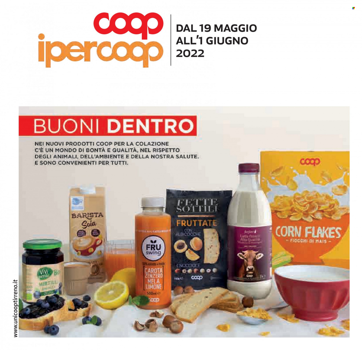 thumbnail - Volantino Coop - 19/5/2022 - 1/6/2022 - Prodotti in offerta - latte, corn flakes, soia, zenzero. Pagina 1.