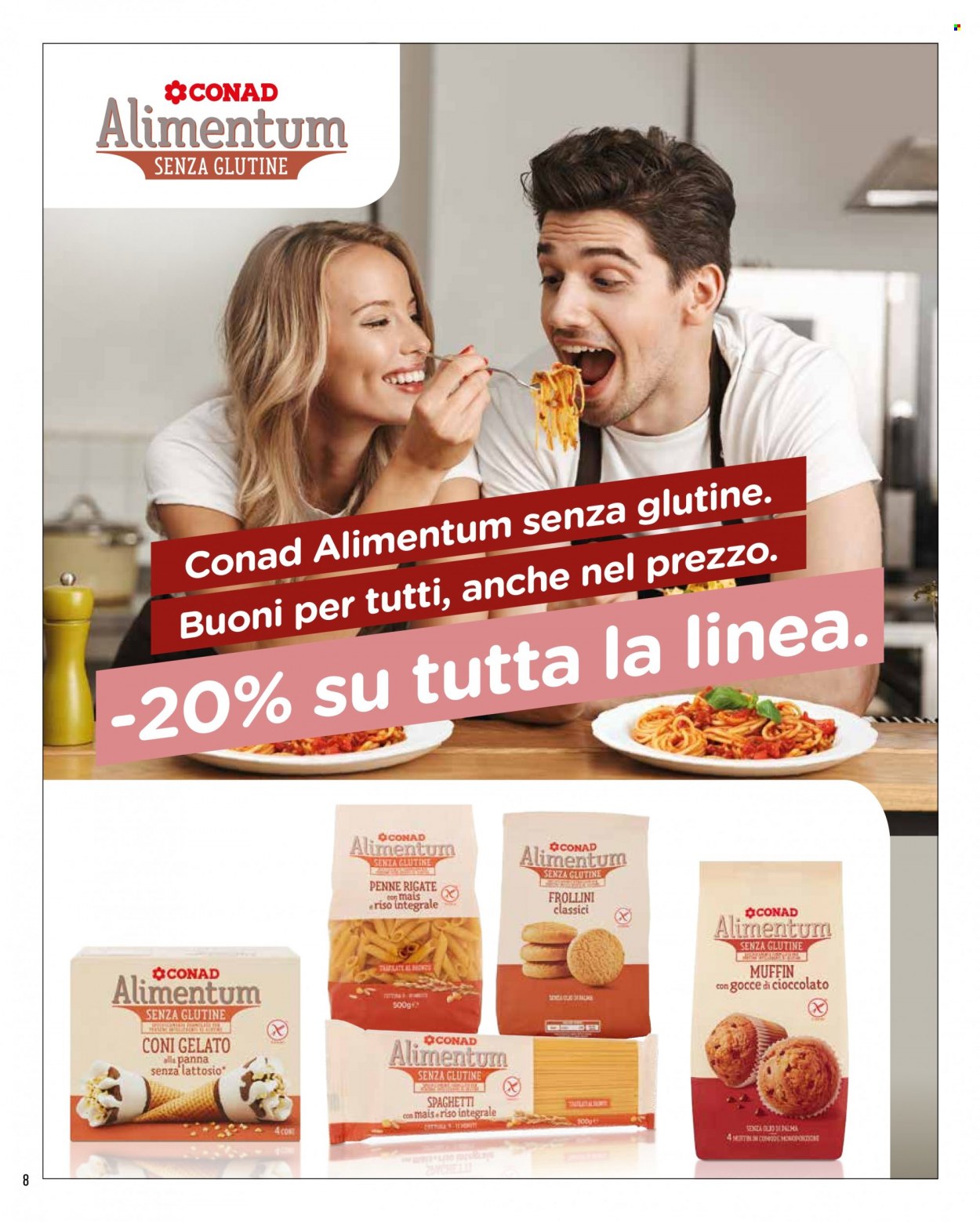 thumbnail - Volantino Conad - 20/5/2022 - 26/5/2022 - Prodotti in offerta - muffins, gelato, frollini, riso, spaghetti, penne, riso integrale. Pagina 8.