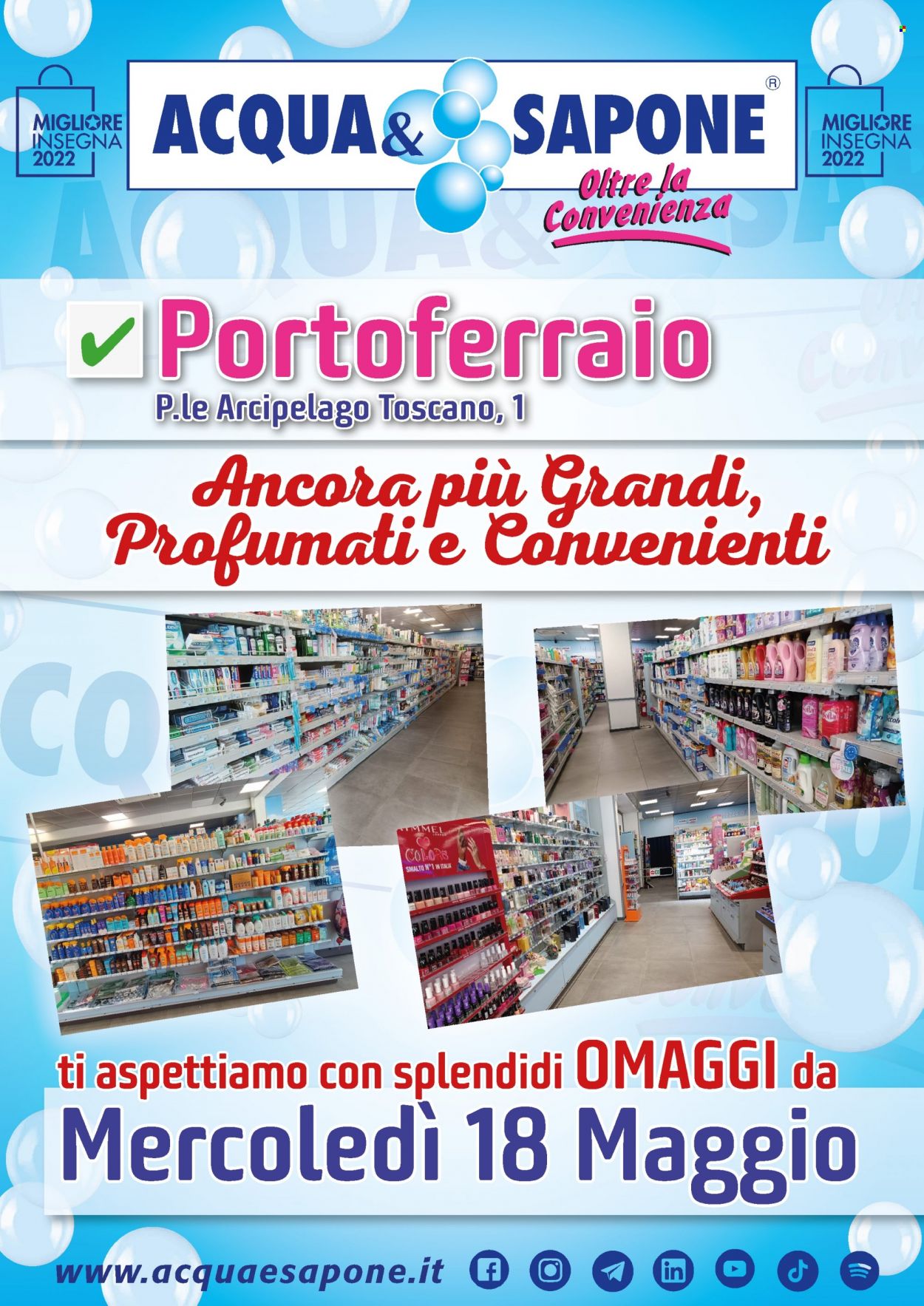 thumbnail - Volantino Acqua & Sapone - 18/5/2022 - 22/5/2022 - Prodotti in offerta - sapone, smalto. Pagina 1.