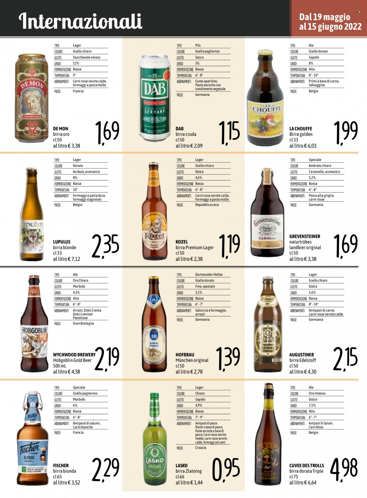 thumbnail - Volantino Emisfero - 19/5/2022 - 15/6/2022 - Prodotti in offerta - birra, birra tipo lager, birra tipo pilsner, Kozel, panettone. Pagina 9.