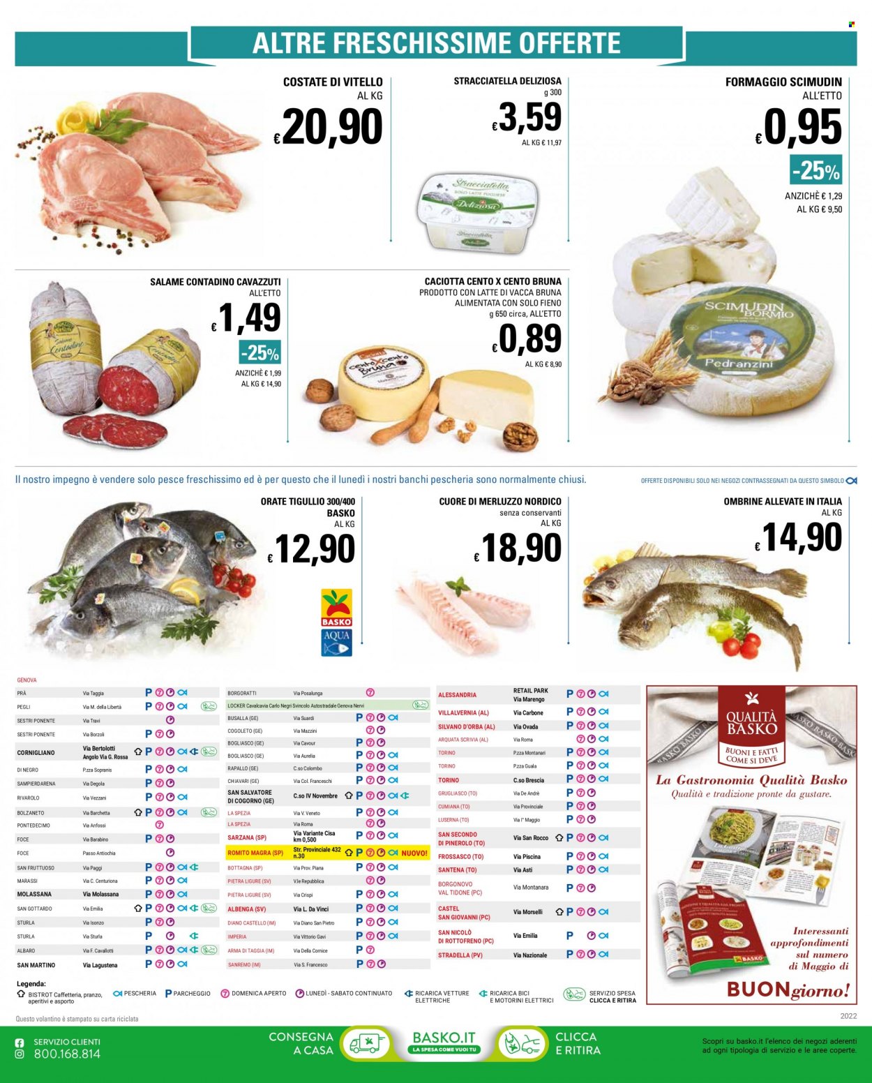 thumbnail - Volantino Basko - 24/5/2022 - 6/6/2022 - Prodotti in offerta - vitello, pesce, merluzzo, salame, formaggio, caciotta. Pagina 4.