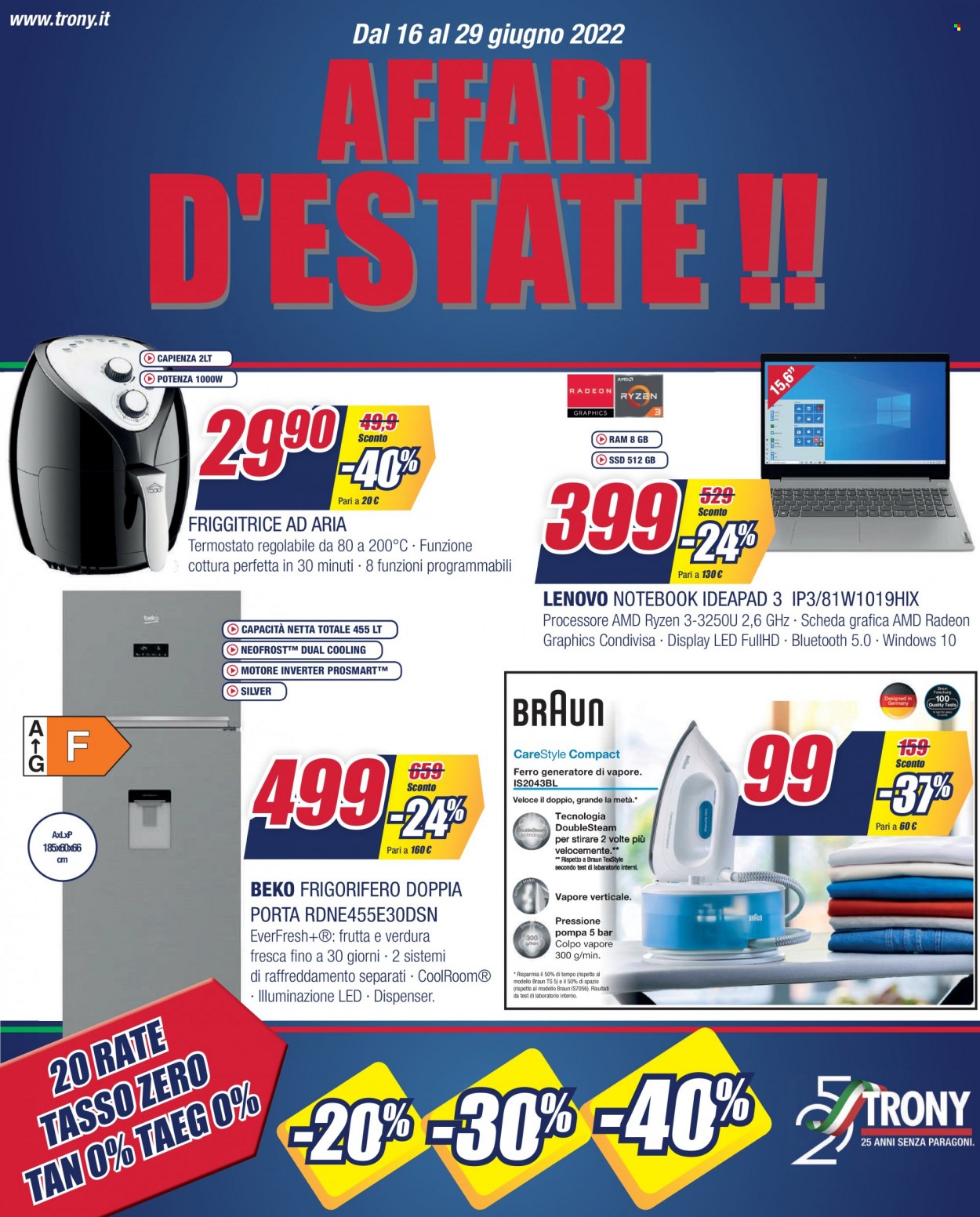 Volantino Trony - 16/6/2022 - 29/6/2022. Pagina 1