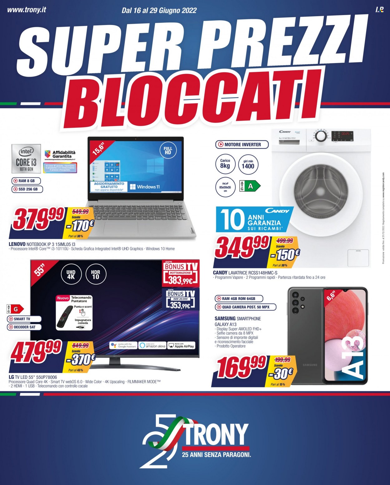 Volantino Trony - 16/6/2022 - 29/6/2022. Pagina 1