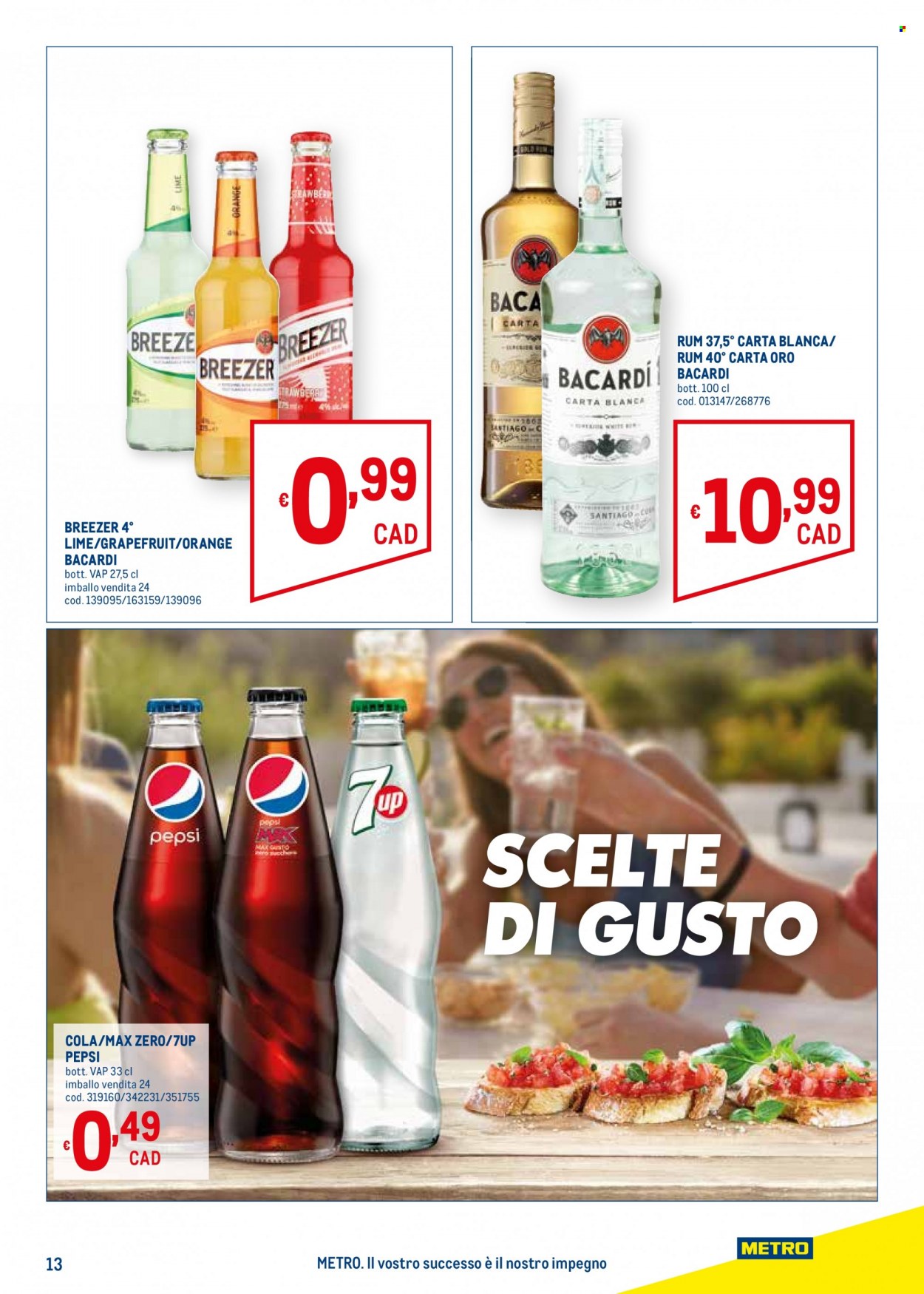 thumbnail - Volantino Metro - 16/6/2022 - 13/7/2022 - Prodotti in offerta - Pepsi, 7Up, bibita gassata, rum, Bacardi, Breezer, Breeze. Pagina 13.