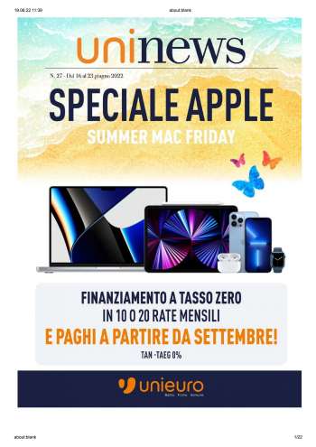 Volantino Unieuro - 16/6/2022 - 23/6/2022.