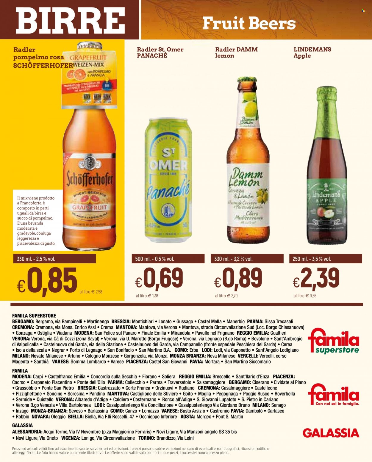 thumbnail - Volantino Famila - 23/6/2022 - 23/7/2022 - Prodotti in offerta - birra, Lindemans, birra di frumento, Apple, gorgonzola, succo, Valpolicella. Pagina 8.