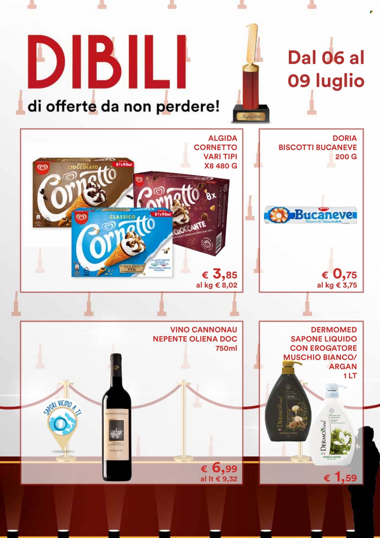 thumbnail - Volantino Coop - 29/6/2022 - 9/7/2022 - Prodotti in offerta - Cornetto, gelato, Algida, biscotti, Doria, vino, Cannonau, sapone liquido. Pagina 19.