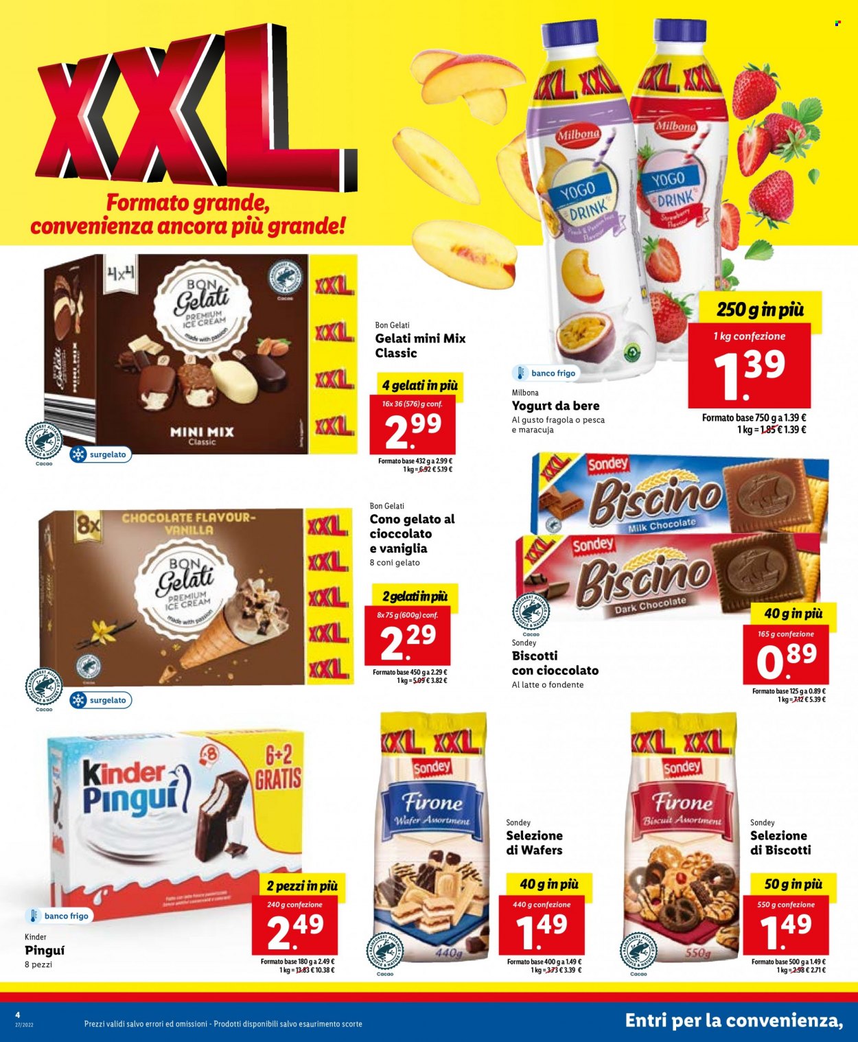 thumbnail - Volantino Lidl - 4/7/2022 - 10/7/2022 - Prodotti in offerta - Kinder, yogurt, Kinder Pinguì, gelato. Pagina 4.