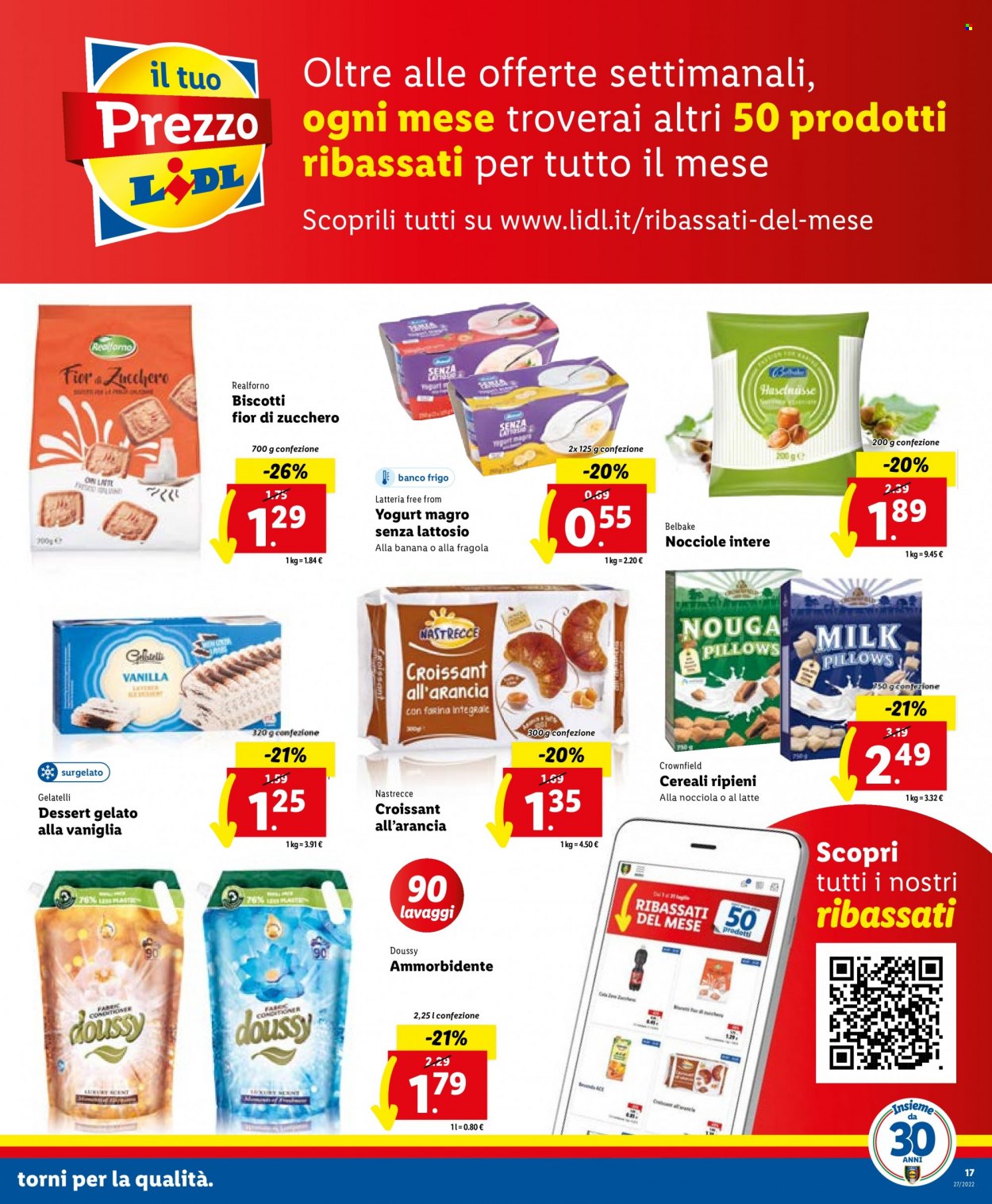 thumbnail - Volantino Lidl - 4/7/2022 - 10/7/2022 - Prodotti in offerta - croissant, yogurt, gelato, cereali, Ace, ammorbidente. Pagina 17.