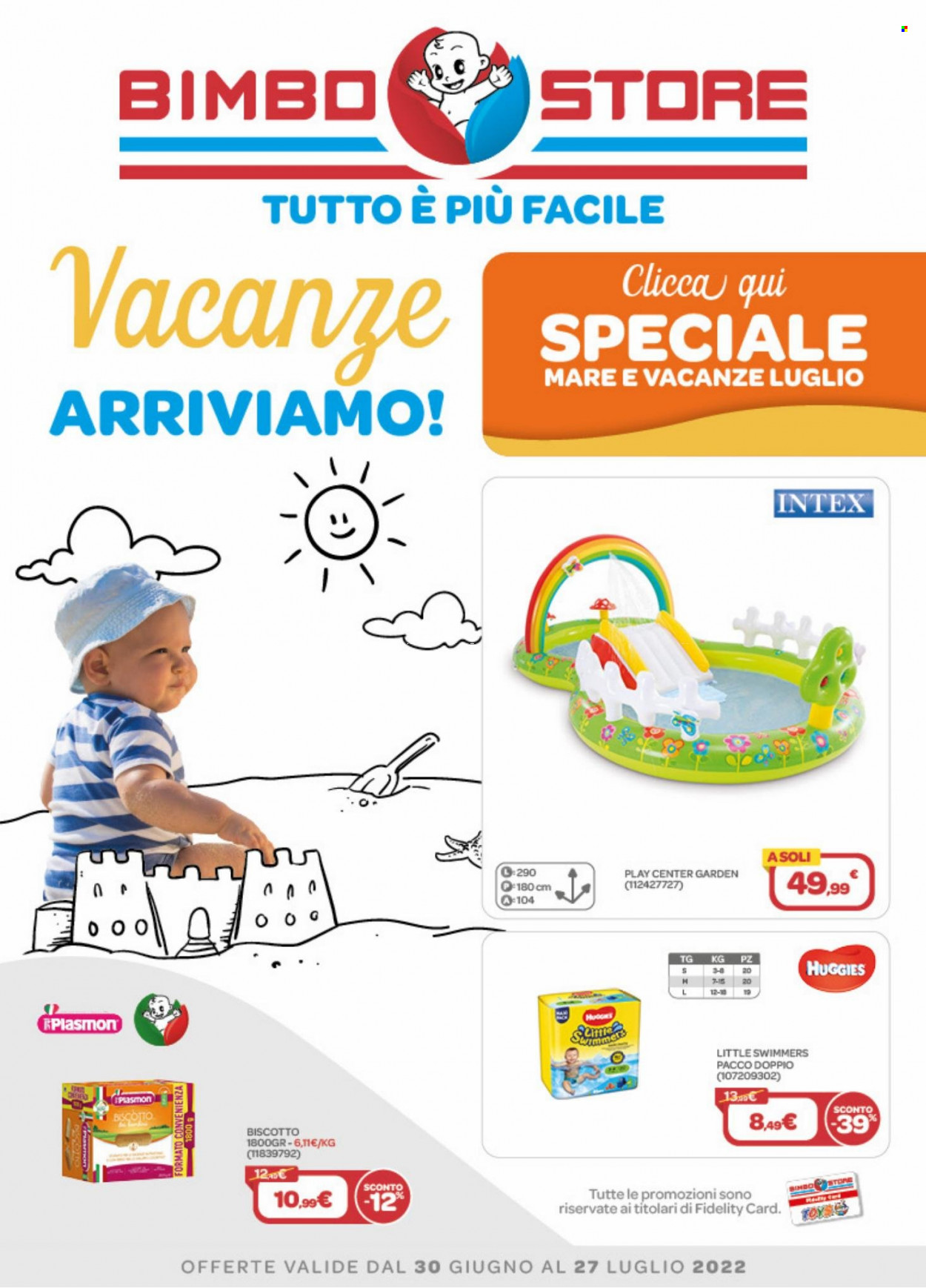 thumbnail - Volantino Bimbo Store - 30/6/2022 - 27/7/2022 - Prodotti in offerta - biscotti, Plasmon, Huggies. Pagina 1.
