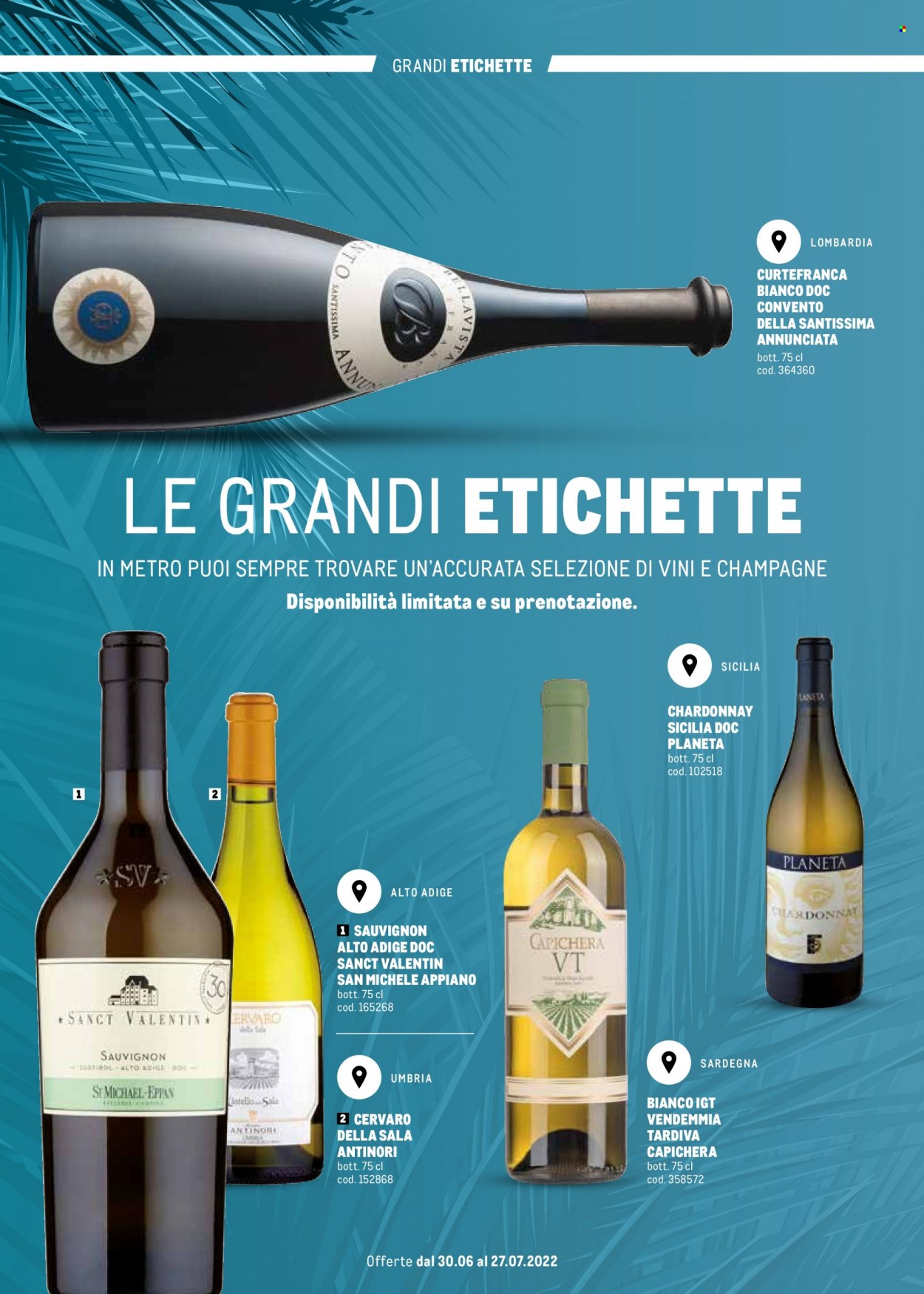 thumbnail - Volantino Metro - 30/6/2022 - 27/7/2022 - Prodotti in offerta - vino bianco, Champagne, Chardonnay, vino, Sauvignon. Pagina 34.