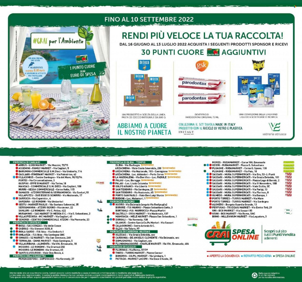 thumbnail - Volantino CRAI - 30/6/2022 - 13/7/2022 - Prodotti in offerta - mele, cervo, De Cecco, pasta, Ace, dentifricio, Parodontax, Raid. Pagina 16.