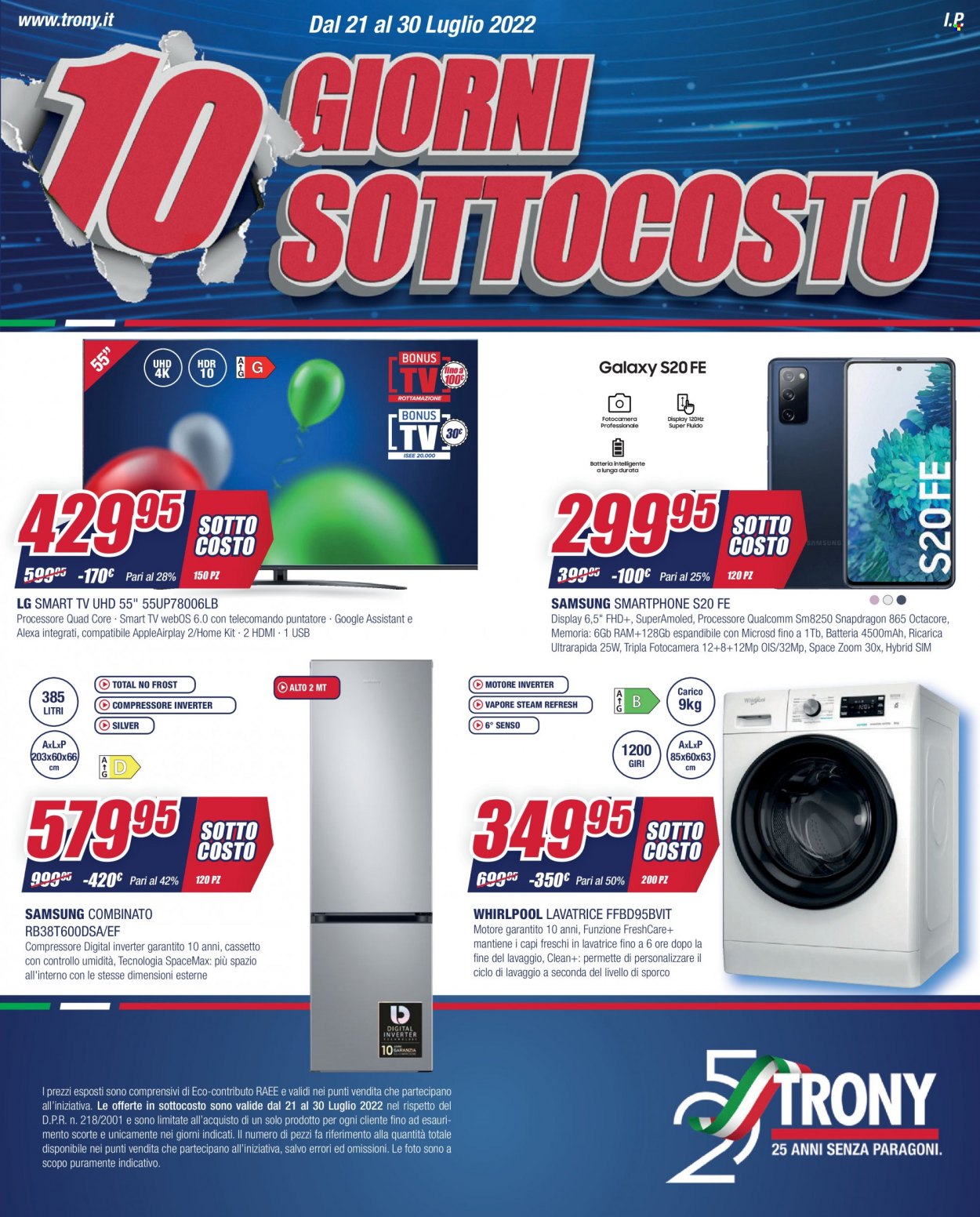 Volantino Trony - 21/7/2022 - 30/7/2022. Pagina 1