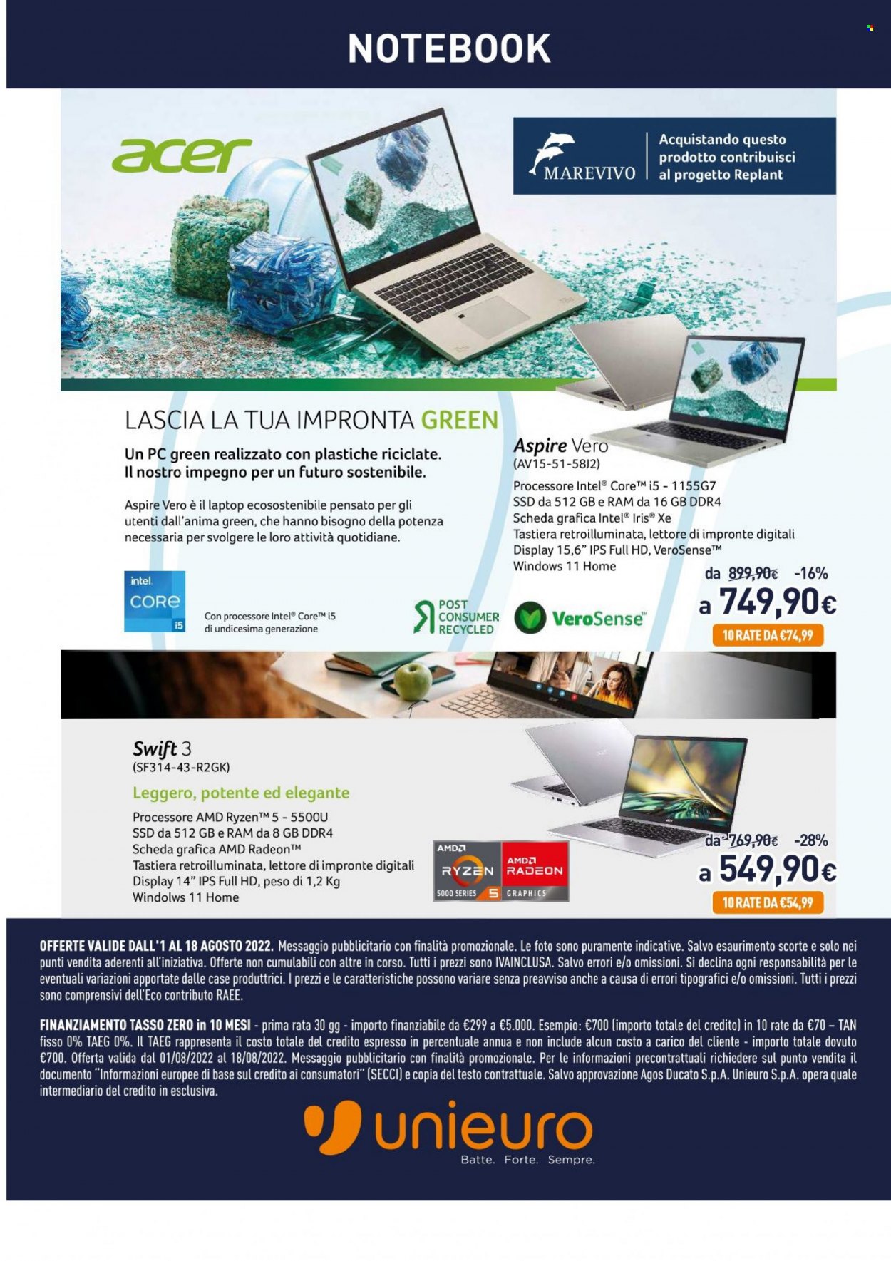 Volantino Unieuro - 1/8/2022 - 18/8/2022. Pagina 4