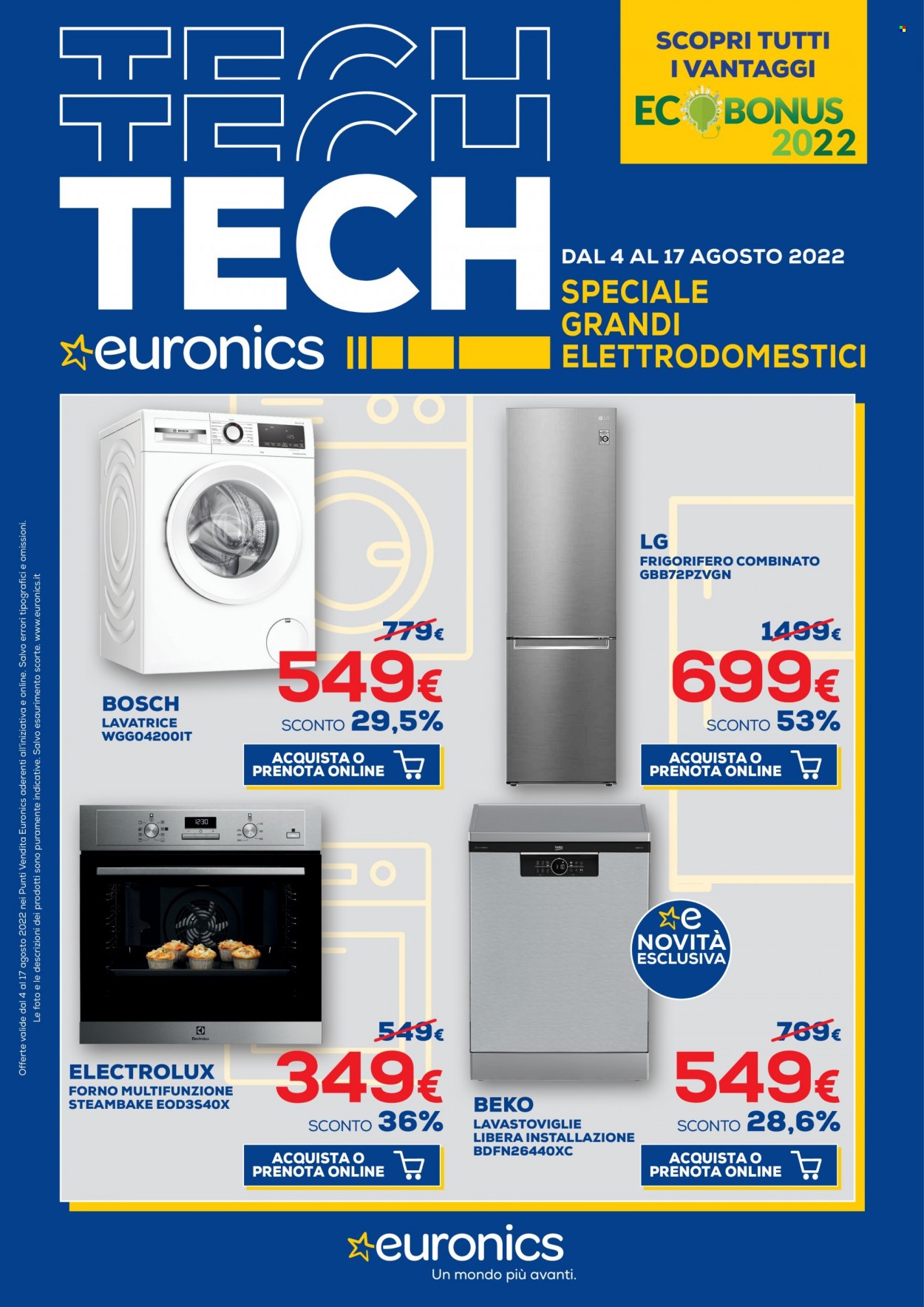 Volantino Euronics - 4/8/2022 - 17/8/2022. Pagina 1
