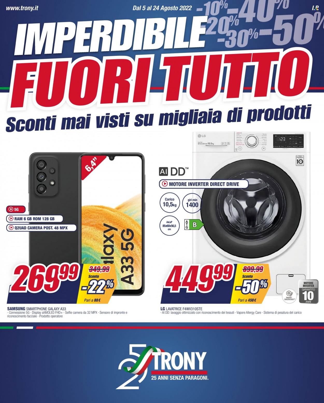 Volantino Trony - 5/8/2022 - 24/8/2022. Pagina 1