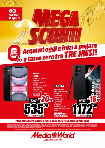 Volantino MediaWorld - 8/8/2022 - 17/8/2022.