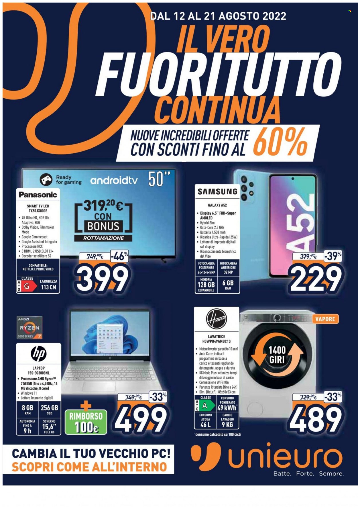 Volantino Unieuro - 12/8/2022 - 21/8/2022. Pagina 1