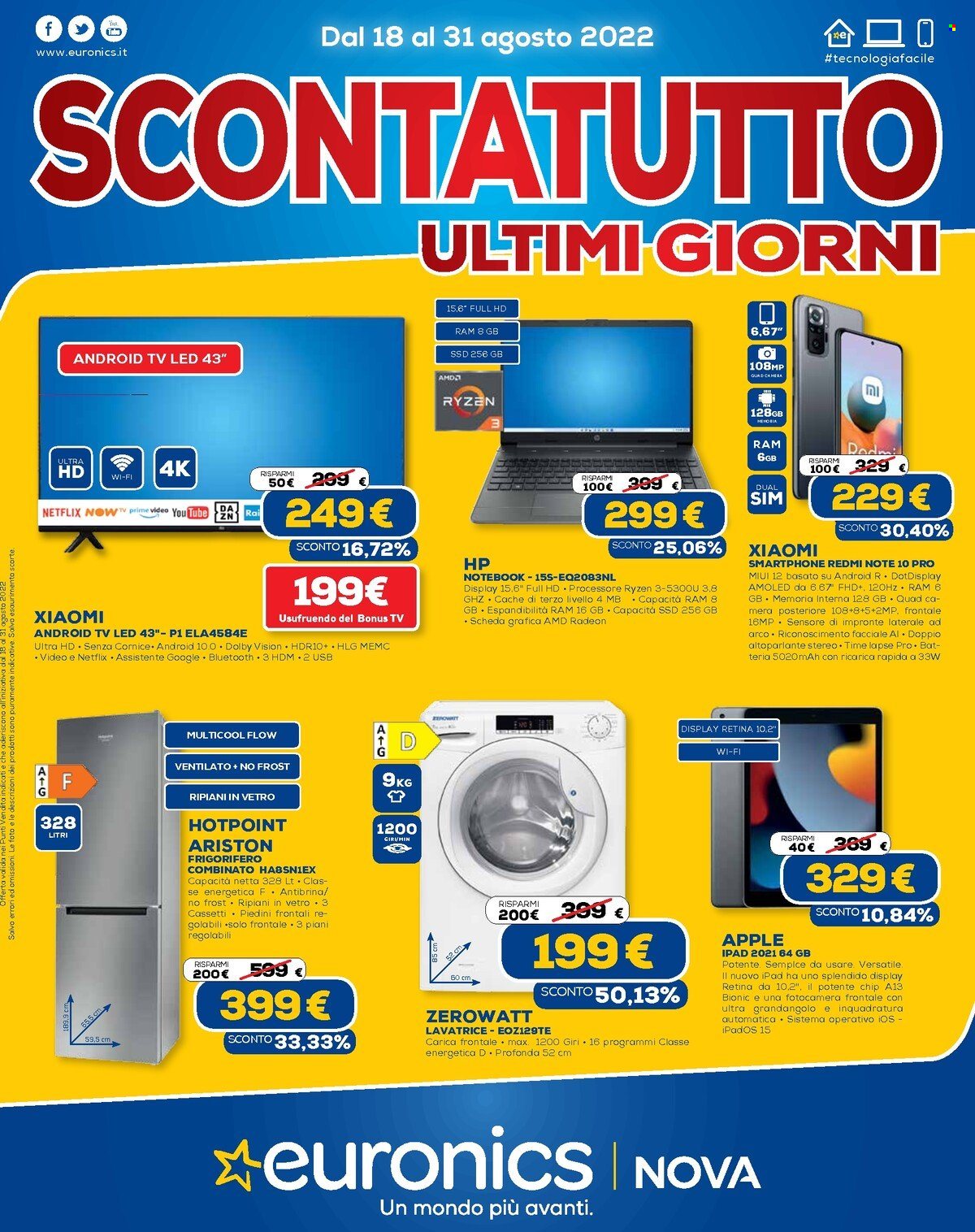 Volantino Euronics - 18/8/2022 - 31/8/2022. Pagina 1