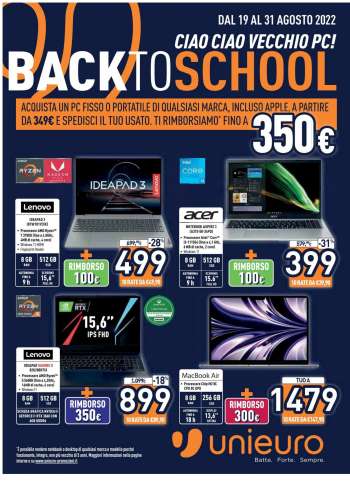 Volantino Unieuro - 19/8/2022 - 31/8/2022.