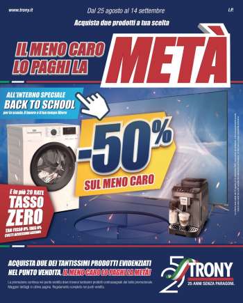 Volantino Trony - 25/8/2022 - 14/9/2022.