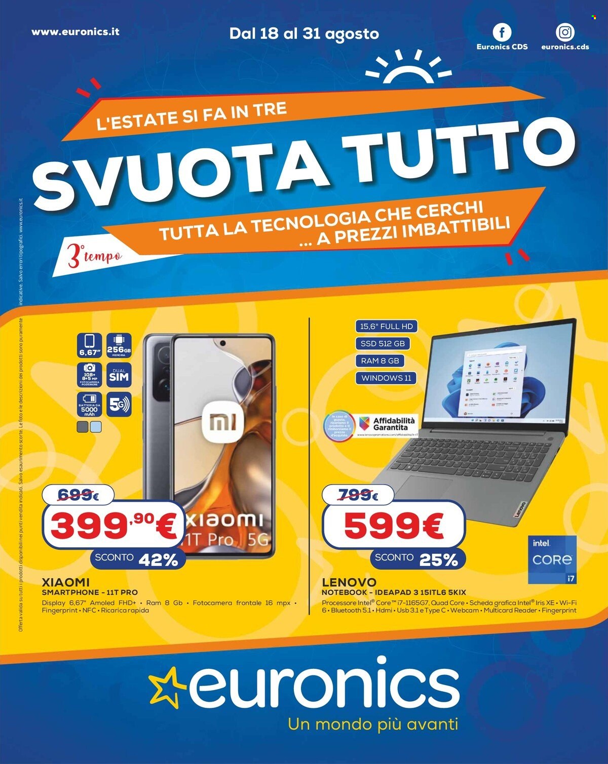 Volantino Euronics - 18/8/2022 - 31/8/2022. Pagina 1
