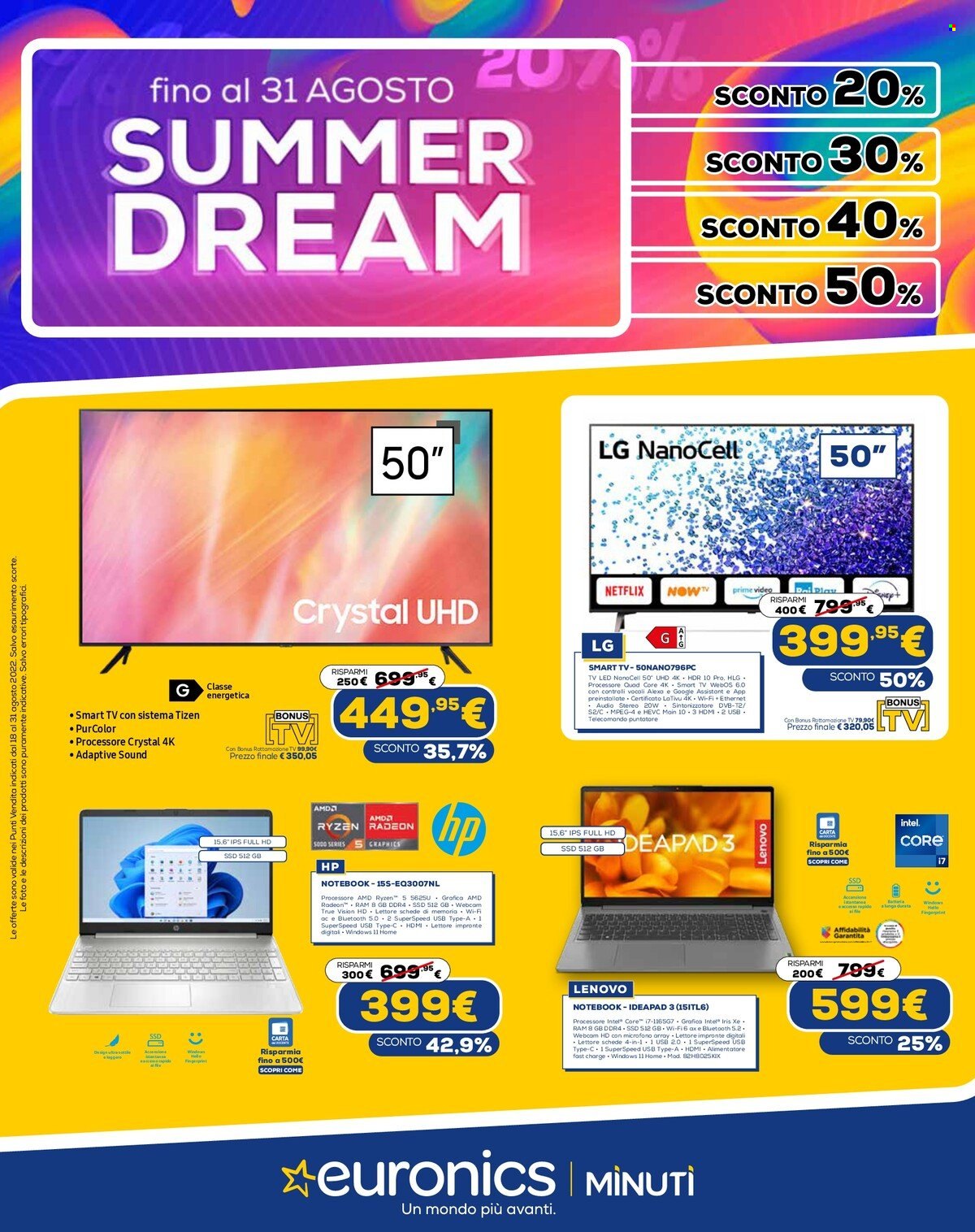 Volantino Euronics - 18/8/2022 - 31/8/2022. Pagina 1