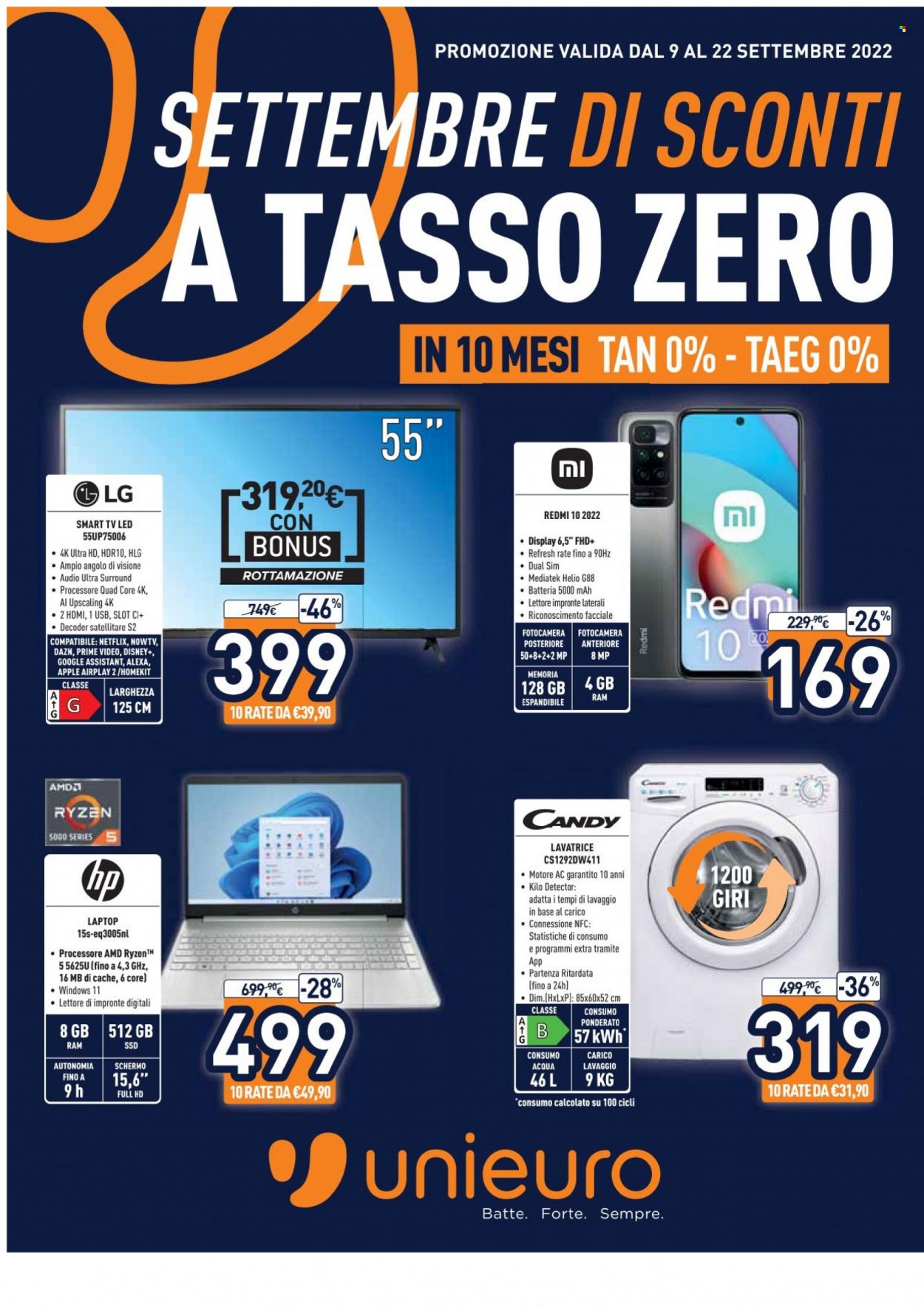 Volantino Unieuro - 9/9/2022 - 22/9/2022. Pagina 1