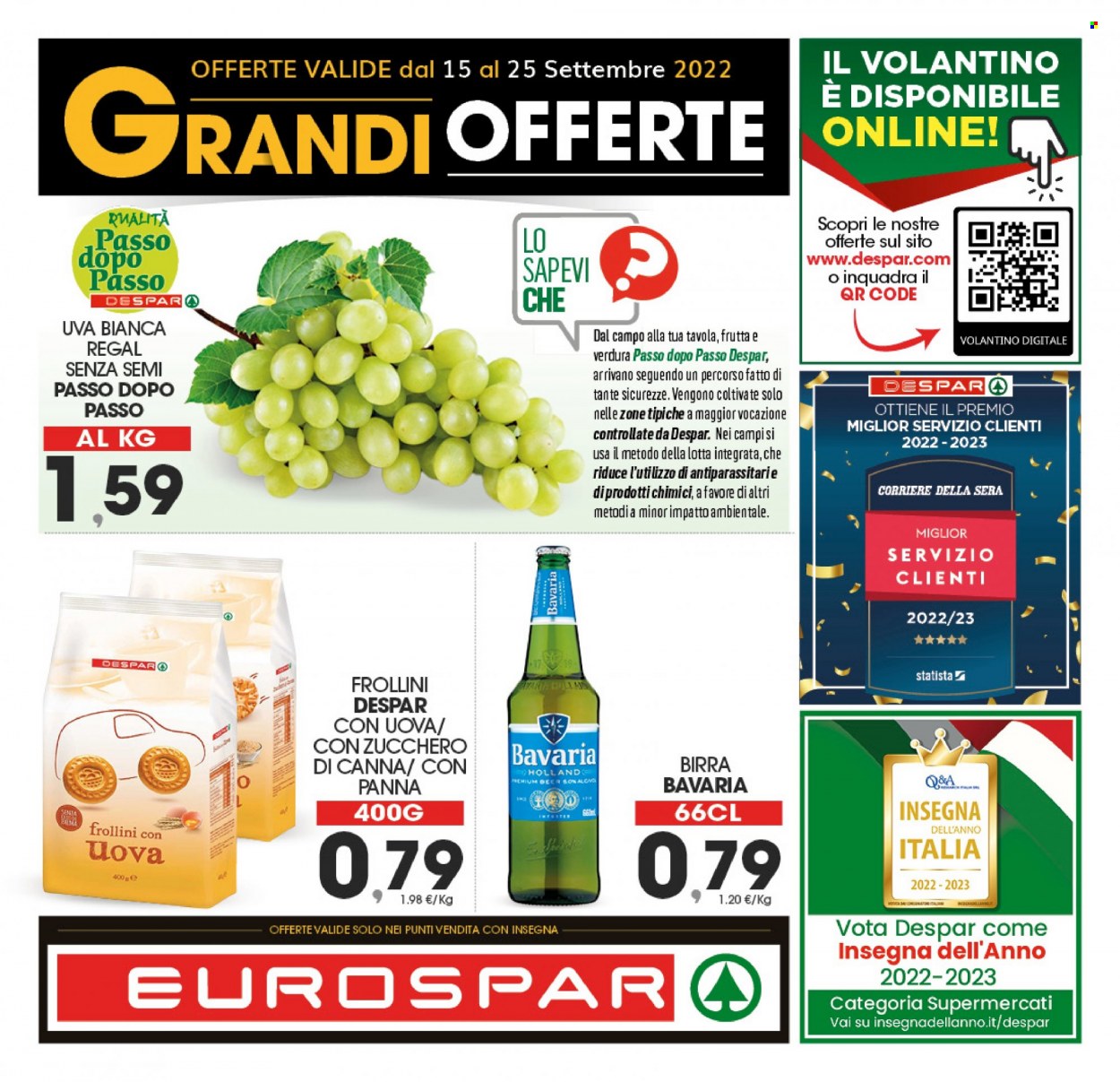 Volantino Eurospar - 15/9/2022 - 25/9/2022. Pagina 1