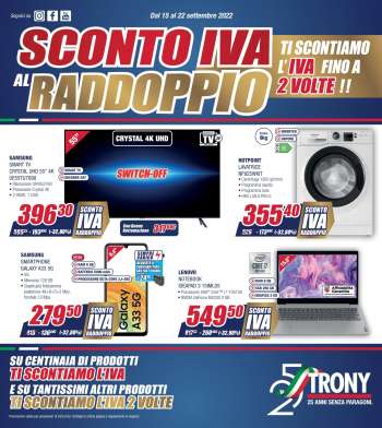 Volantino Trony - 15/9/2022 - 22/9/2022.