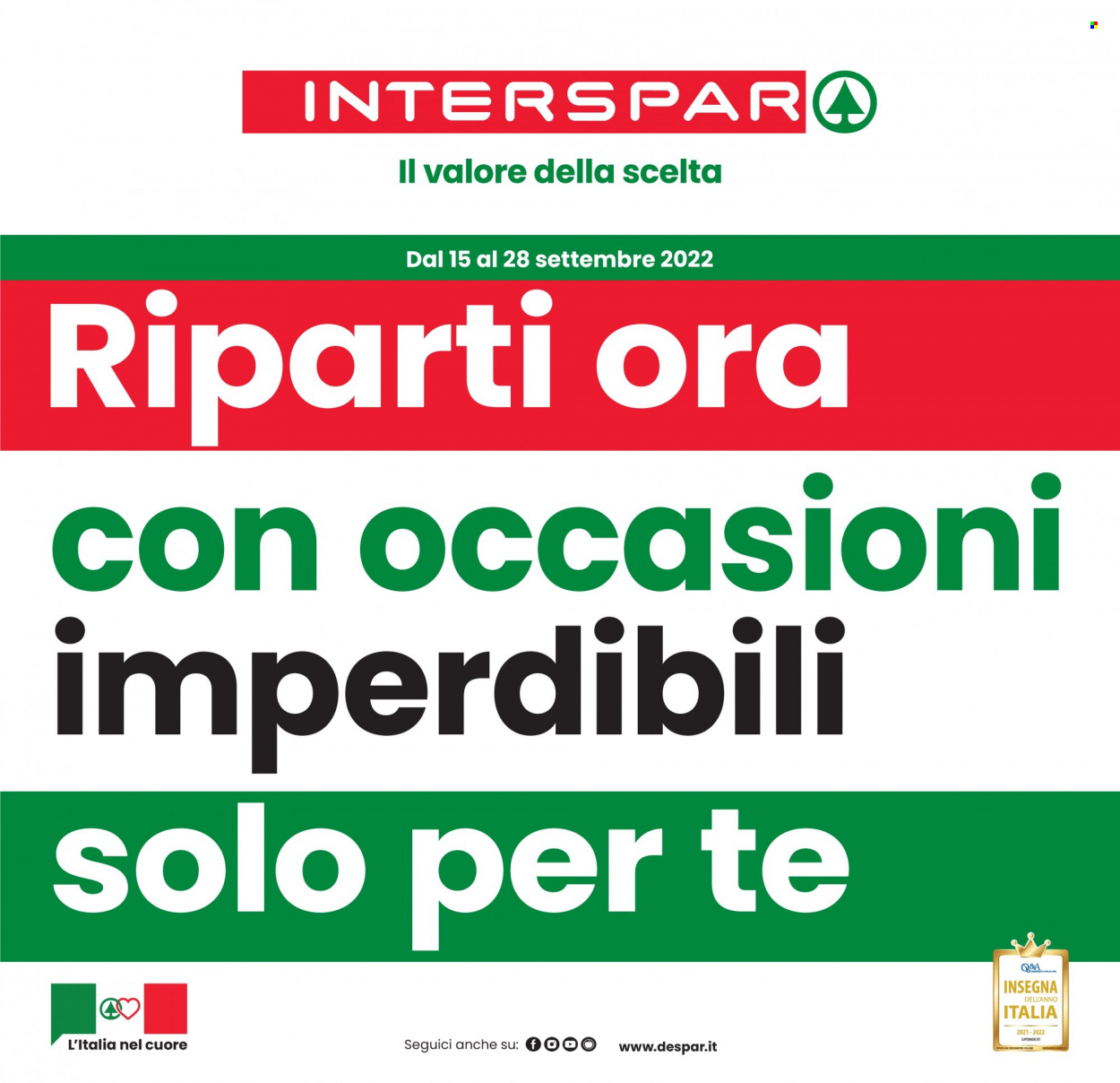 Volantino Interspar - 15/9/2022 - 28/9/2022. Pagina 1