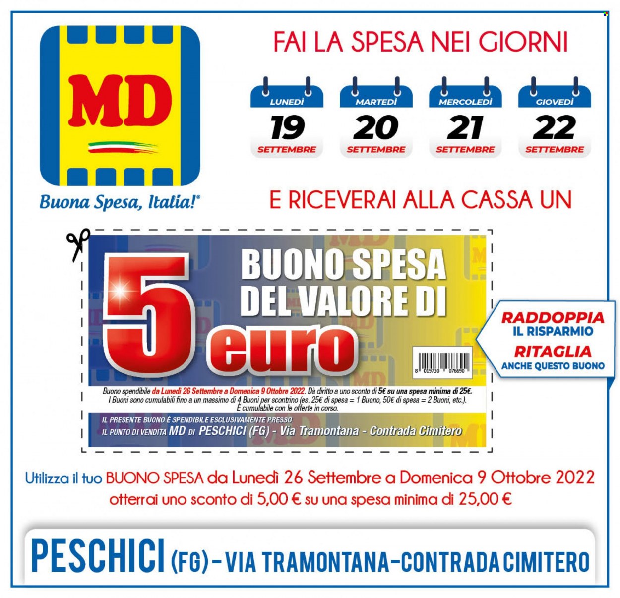 Volantino MD Discount - 19/9/2022 - 2/10/2022. Pagina 1