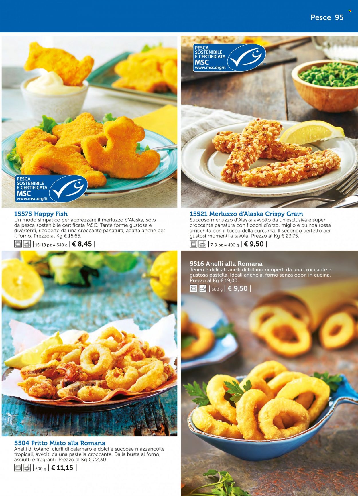 thumbnail - Volantino Bofrost - Prodotti in offerta - calamari, pesce, mazzancolle, merluzzo, totani, anelli di totano, fritto misto. Pagina 95.