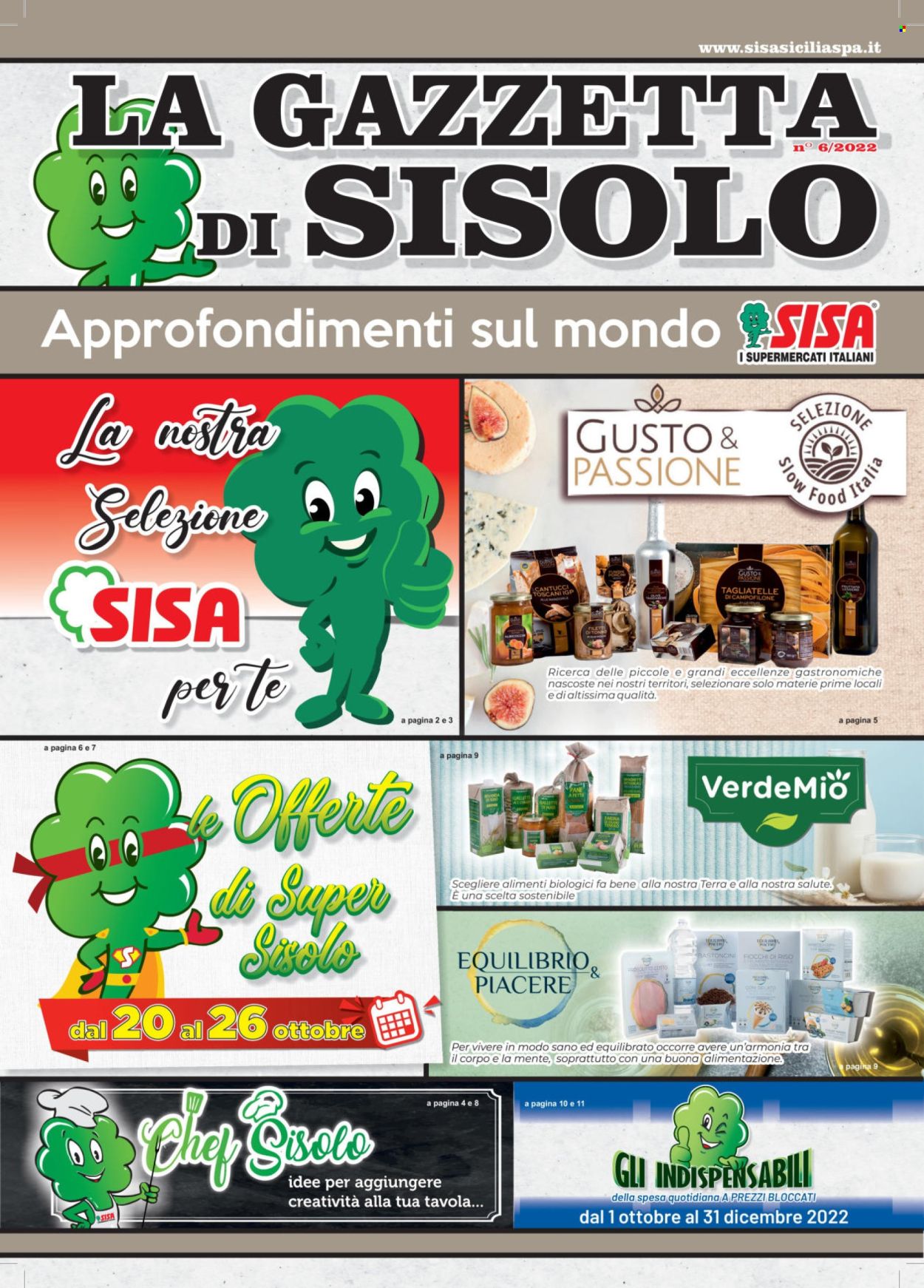 thumbnail - Volantino SISA - 1/10/2022 - 31/12/2022 - Prodotti in offerta - pane, bastoncini, cantuccini, farina, tagliatelle. Pagina 1.