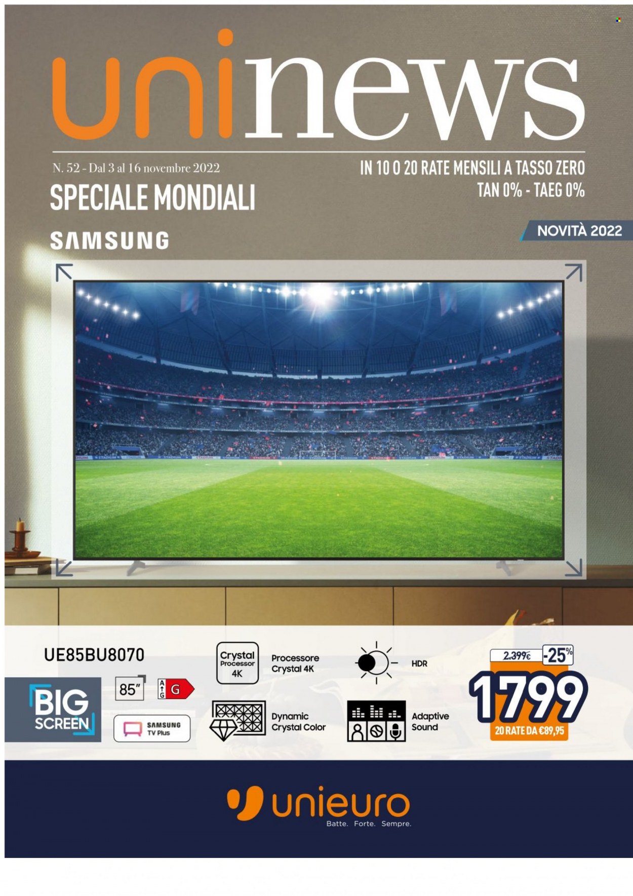 Volantino Unieuro - 3/11/2022 - 16/11/2022. Pagina 1