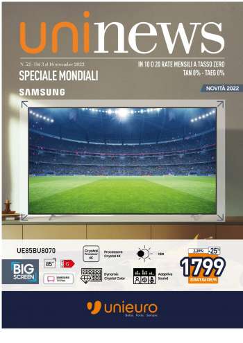 Volantino Unieuro - 3/11/2022 - 16/11/2022.