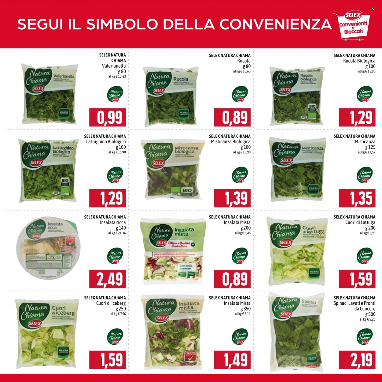 thumbnail - Volantino Famila - Prodotti in offerta - insalata mista, rucola, spinaci, cuori di iceberg, cuori di lattuga. Pagina 2.