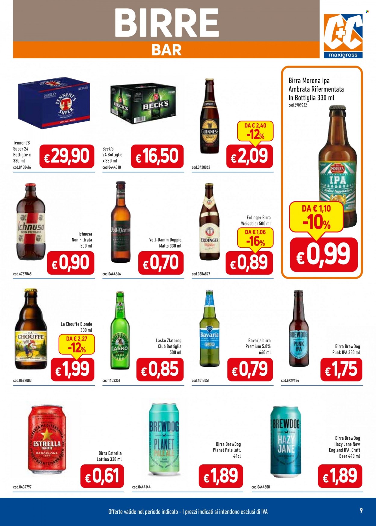 thumbnail - Volantino C+C Cash & Carry - 14/11/2022 - 11/12/2022 - Prodotti in offerta - Beck‘s, Bavaria, birra, craft beer, birra tipo IPA, birra di frumento, Guinness, Ichnusa, Tennent's, Brewdog. Pagina 9.