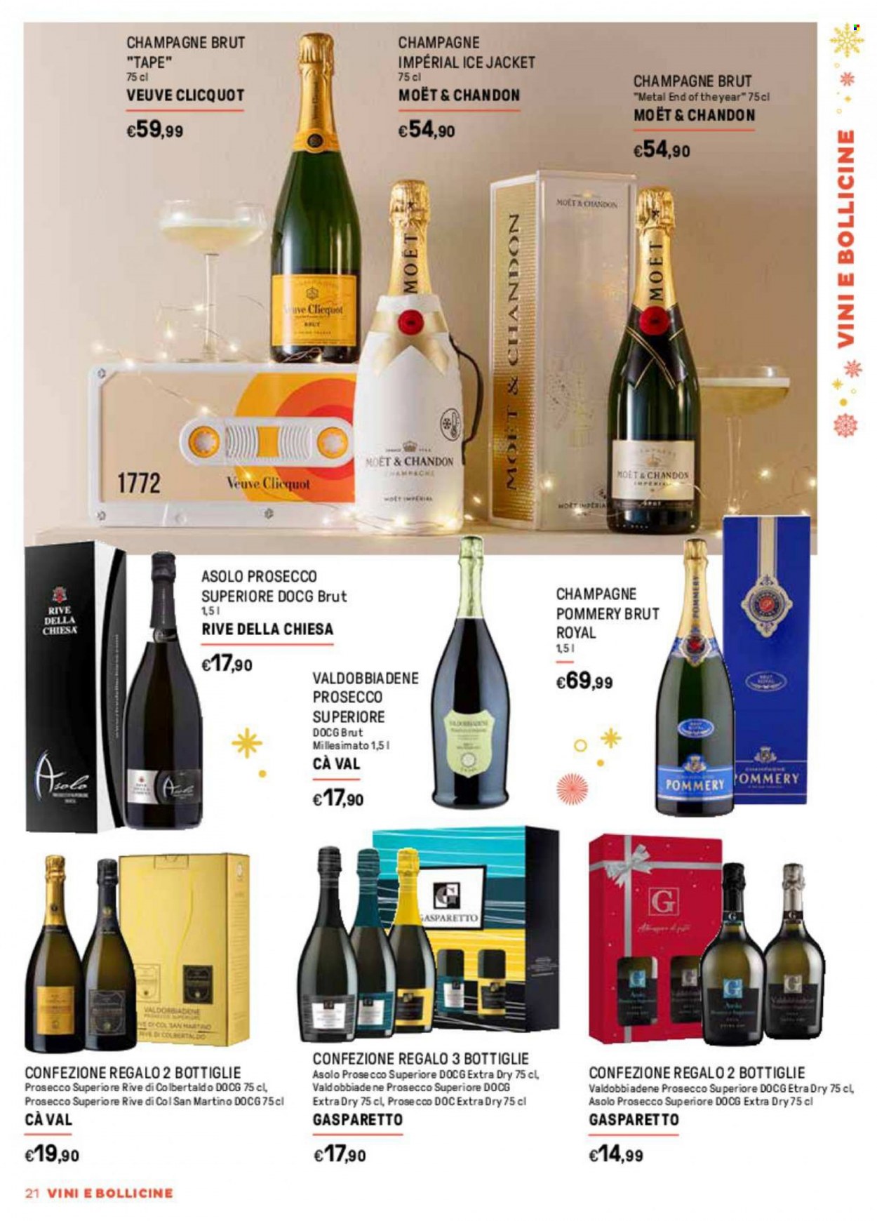 thumbnail - Volantino Iper, La grande i - 14/11/2022 - 24/12/2022 - Prodotti in offerta - Veuve Clicquot, Valdobbiadene, Champagne, Prosecco, Moët & Chandon. Pagina 21.