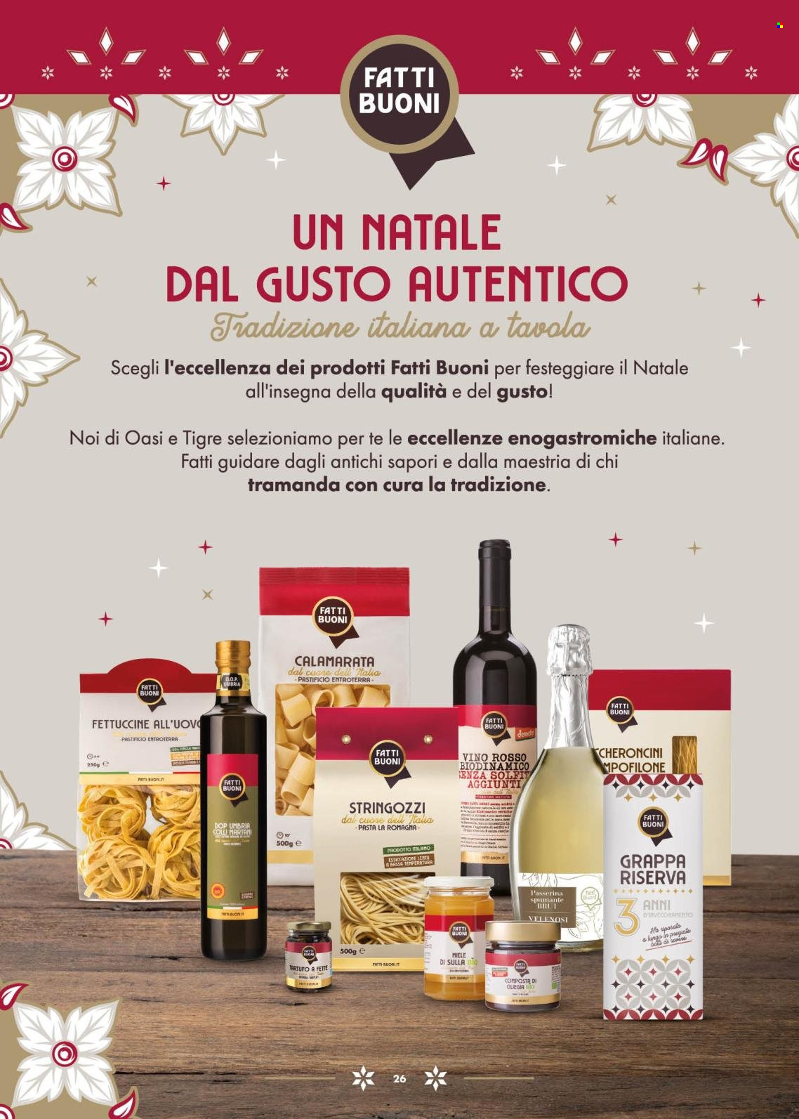 thumbnail - Volantino Oasi - 16/11/2022 - 31/12/2022 - Prodotti in offerta - tartufo, fettuccine, pasta, strangozzi, miele, vino, grappa. Pagina 26.