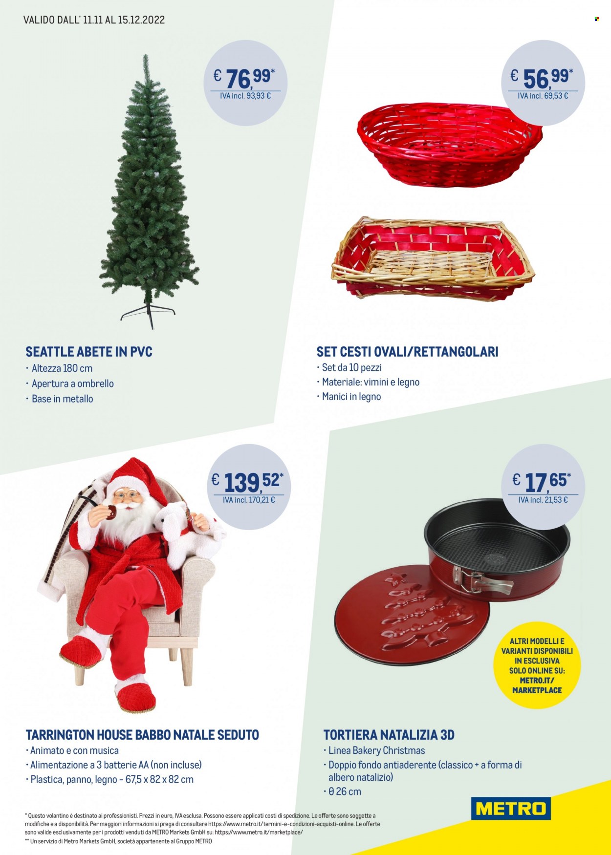 thumbnail - Volantino Metro - 11/11/2022 - 15/12/2022 - Prodotti in offerta - Babbo Natale, panno, tortiera, albero, ombrello. Pagina 3.