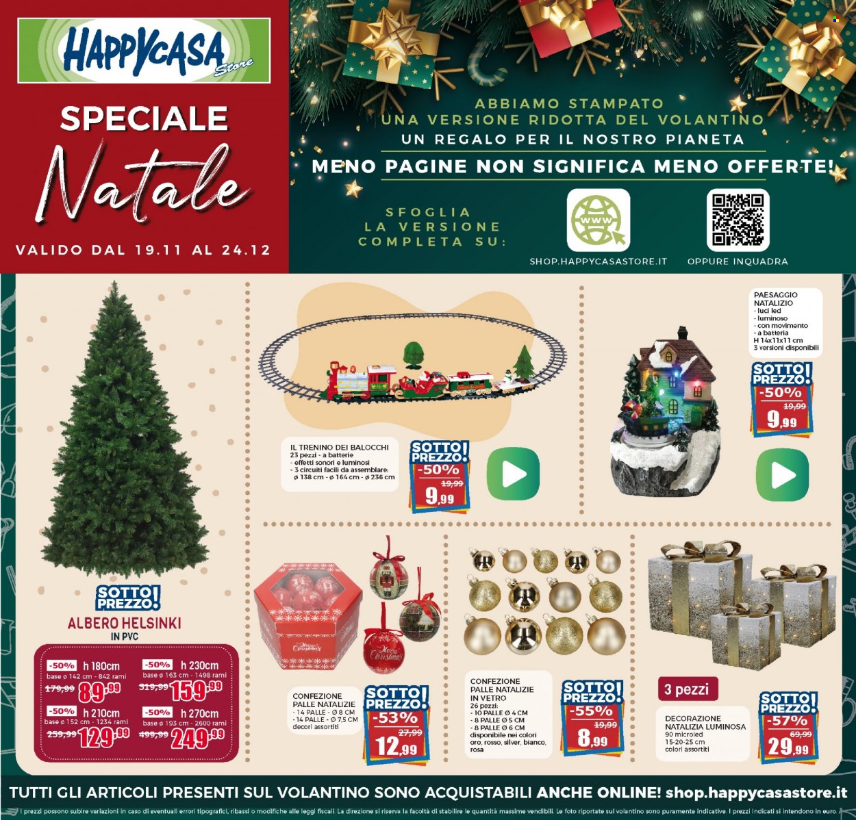 thumbnail - Volantino Happy Casa Store - 19/11/2022 - 24/12/2022 - Prodotti in offerta - batterie, albero, decorazione, trenino. Pagina 1.