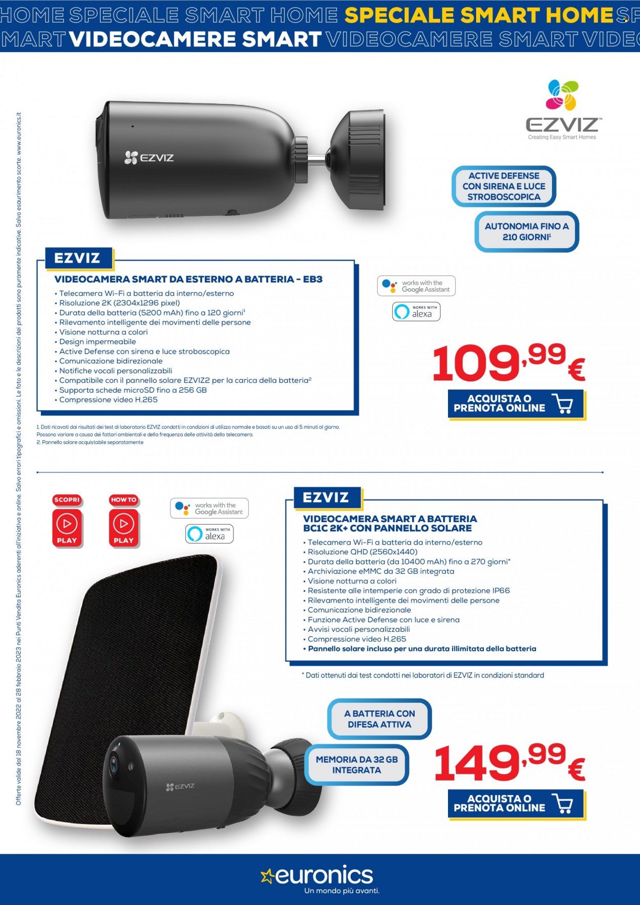 thumbnail - Volantino Euronics - 18/11/2022 - 28/2/2023 - Prodotti in offerta - telecamera, videocamera. Pagina 13.