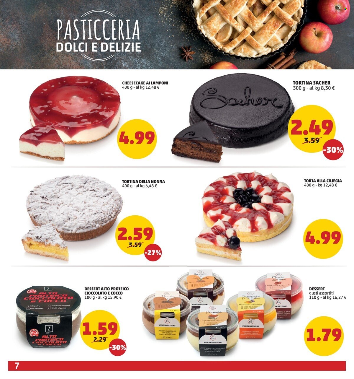 thumbnail - Volantino Penny Market - 24/11/2022 - 7/12/2022 - Prodotti in offerta - torta, tiramisù, mousse, cioccolato fondente, amaretto. Pagina 7.