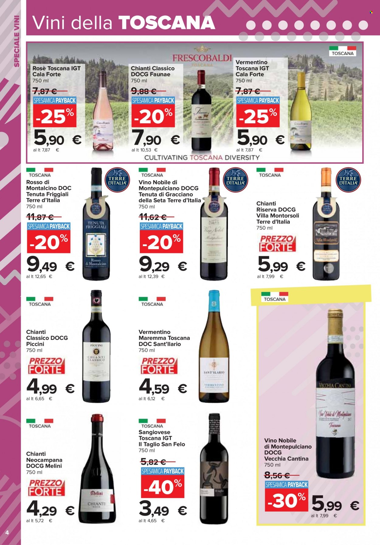 thumbnail - Volantino Carrefour - 21/11/2022 - 2/1/2023 - Prodotti in offerta - Terre d'Italia, vino bianco, Chianti, vino, Vermentino, Sangiovese. Pagina 4.