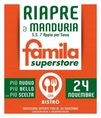 Volantino Famila - 24/11/2022 - 30/11/2022.